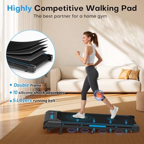 Walking Pad with 9% Incline, FOUSAE 3 in 1 6.2 MPH Treadmill for Home with Double Frame 330 LB Weight Capacity, 2.5 HP Under Desk Walking Pad Treadmill with 12 HIIT Programs, Magnetic Remote Control — view 4