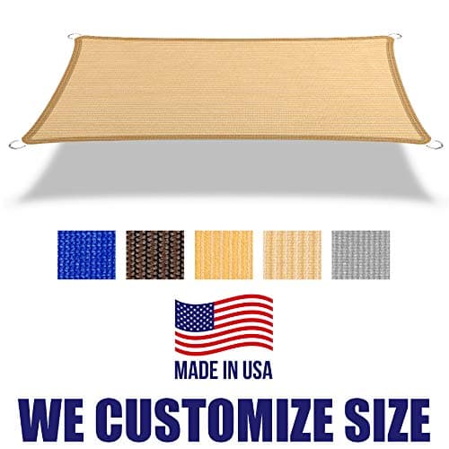 HOMA 11' x 15' Beige Rectangle Sun Shade Sail Canopy, 95% UV Blockage Awning Shelter Fabric Cloth Screen for Patio Outdoor Backyard - Heavy Duty Commercial Grade (Custom Size - Made in USA)