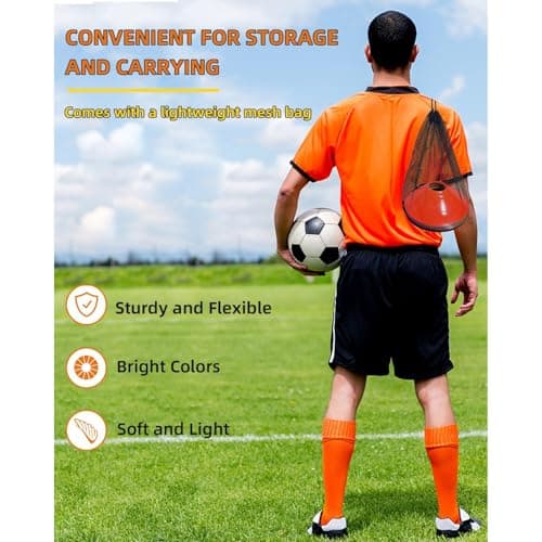 Mumoo Bear 30 Pack Soccer Cones, Disc Cones for Sports Training with Mesh Bag, Sports Cones for Training Drills Practice — view 4