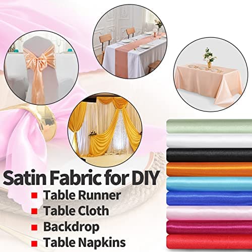 Horbaunal White Satin Fabric 55 Inch Wide by The Yard, Soft Charmeuse Satin Fabric for Wedding Dress, DIY Craftings, Costumes, 1 Yard — view 4