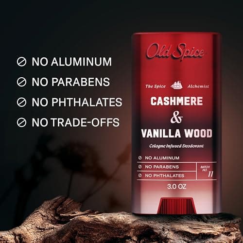 Old Spice Aluminum Free Deodorant for Men, The Spice Alchemist Collection, 24/7 Cologne Infused Scent, No Trade Off Formula, Free of Parabens & Phthalates, Cashmere + Vanilla Wood Scent, 3.0 oz — view 2