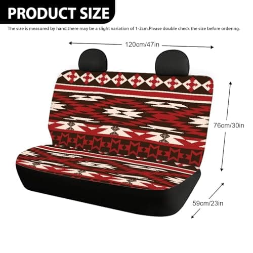 WELLFLYHOM Aztec Tribal Pattern Rear Bench Seat Cover for Cars Truck SUV Universal Car Seat Covers Navajo Car Accessories Back Seat Backrest Protector Set of 2 — view 2