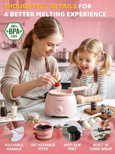 LUSHYUM Electric Chocolate Melting Pot with 2 Insert Pots, 4-Cup Chocolate — view 5
