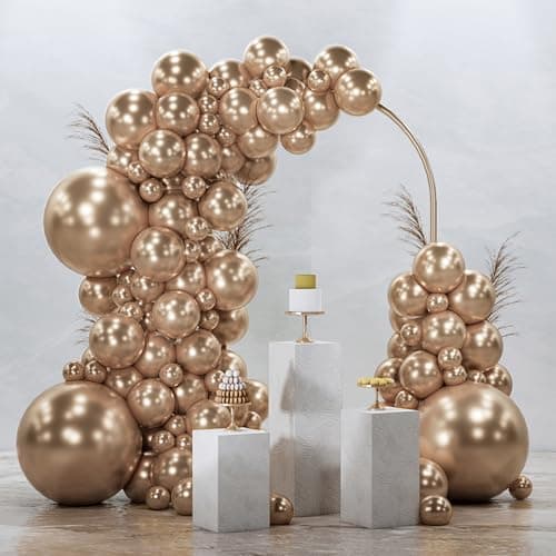 PartyWoo Chrome Gold Balloons, 100 pcs Gold Chrome Balloons Different Sizes Pack of 18 Inch 12 Inch 10 Inch 5 Inch for Balloon Garland or Arch as Birthday Decorations, Party Decorations, Gold-G127