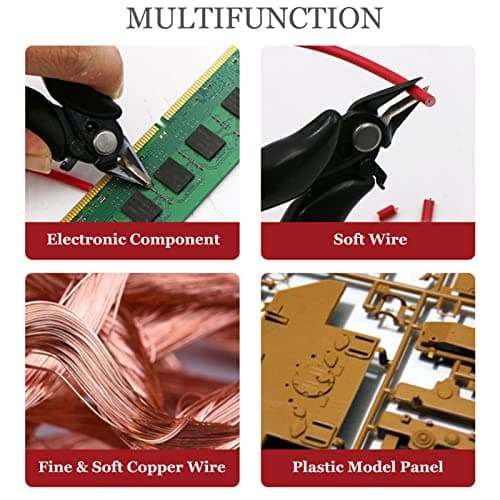 BOENFU 3.5 Inches Mini Cutter with Lock, Flush Cutters, Small Wire Snips, Micro Wire Cutter with Spring, Black — view 6