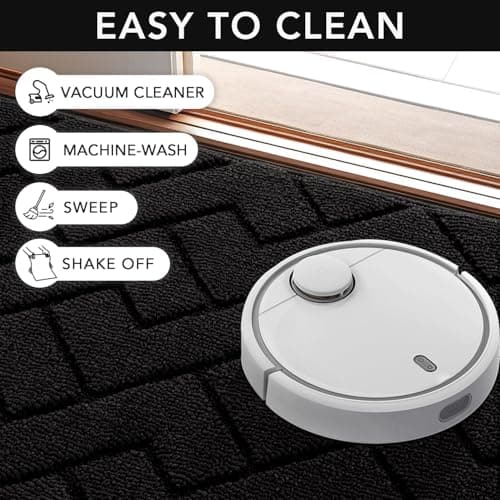 hicorfe Indoor Door Mat,Non Slip Door Mats,24"x35" Front Back Door Mat Rubber Backing,Absorbent Resist Dirt Entrance Inside Floor Mats for Entryway Washable Low-Profile(Black) — view 5