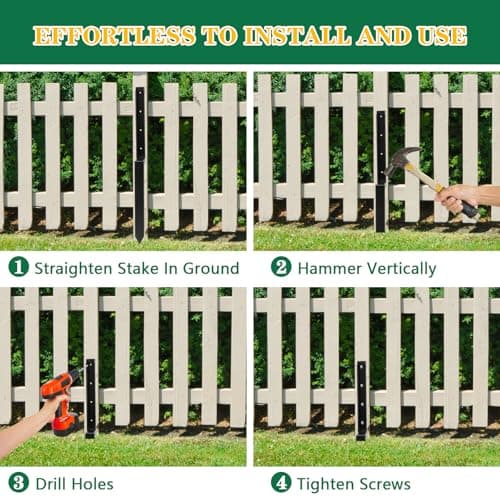 Fence Post Repair Kit with Anchor, Spikes & Brackets – Durable Stakes for Wood and Metal Fences, 6-Pack, Black — view 4