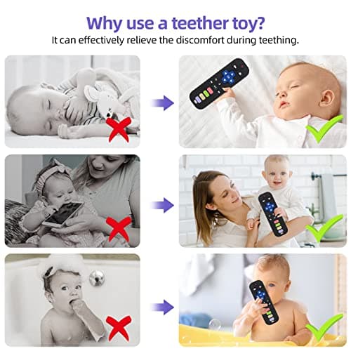 Chuya Baby Teether Toy Chew Toy for Babies 3-24 Months TV Remote Control Shape Teething Relief Baby Toys for Infants (Black) — view 3