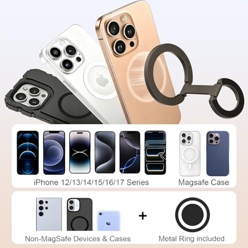 ZBHISHE Magnetic Phone Ring for MagSafe Grip [Dual-Sided Magnetic] [Super Magnet] [Magnet Phone Stand Grip Compatible with Car Mounts] Mag Safe Accessory for iPhone 17/16/15/14/13 Pro Max Plus, Grey — view 5