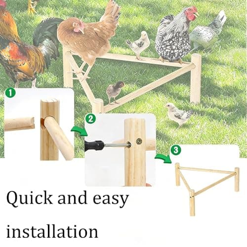 Chicken Perch for Coop & Brooder, Pine Wooden Chicken Toys & Coop Accessories for Chicken Triangular Gym Roosting Bar for Large Hens Parrots Birds, Natural Poultry Stand Chicken Nesting Support — view 2