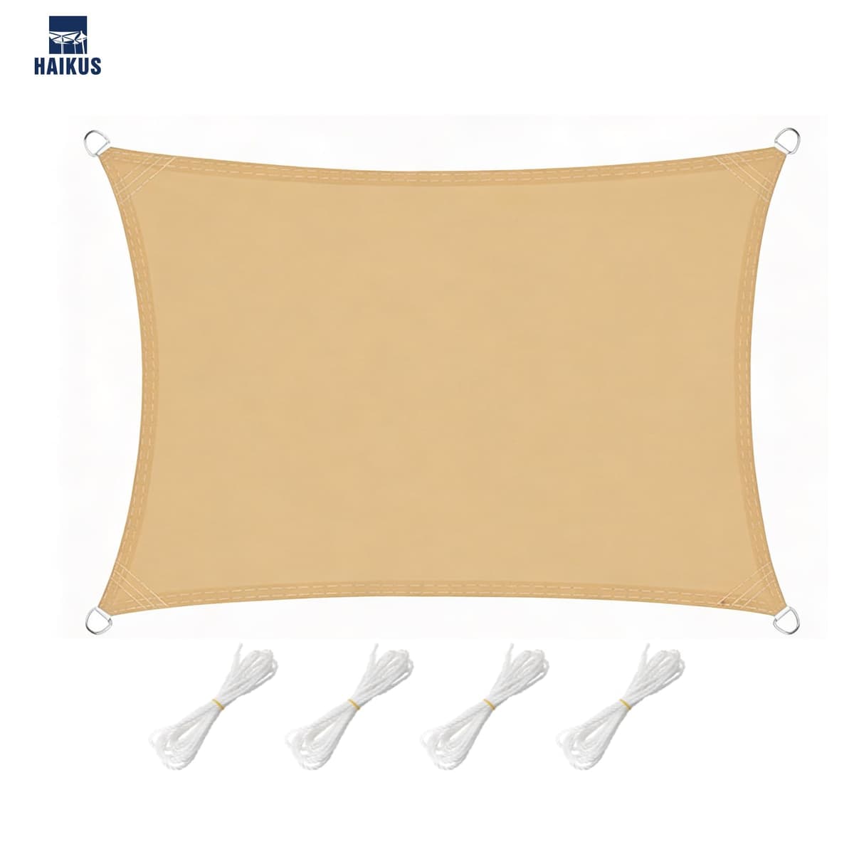 HAIKUS Toldo Vela de Sombra Exterior Rectangular 3x4m Protección UV PES Impermeable, Lona Sombra para Terraza Jardín - Arena — view 2
