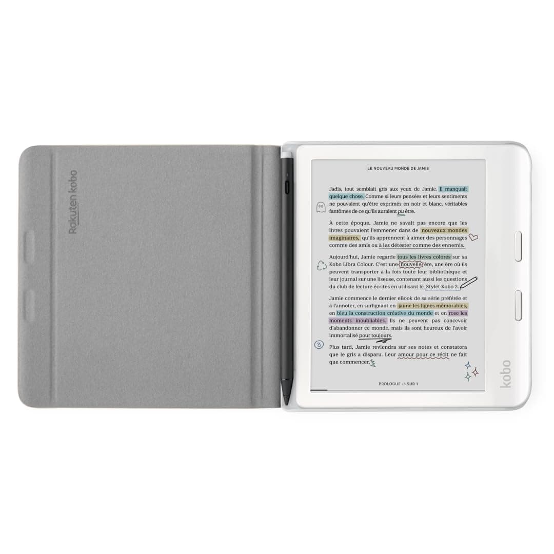 Funda de Kobo Libra Colour para Stylus | Beige Arena | Tecnología de Sueño/Despertar | Soporte Integrado de 2 Posiciones | Cuero Vegano | Compatible con el eReader Kobo Libra Colour de 7” — view 2