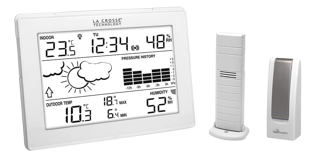 La Crosse Technology - Estación meteorológica ma10006 con Puerta de Entrada para el Smartphone/Tablet Blanco - Sistema de alertas móviles