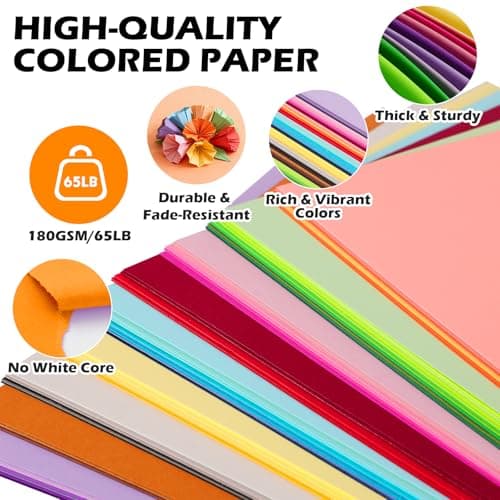 240 Sheets 8.5" X 11" Colored Cardstock, 80 Assorted Colors 180 GSM/65 LB Construction Paper Card Stock Printer Paper for Printing, Card Making, DIY Crafts, Kids School Supplies,Party Decorations — view 3