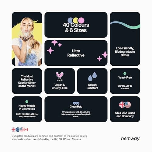 Hemway Biodegradable Glitter White Iridescent 100g, Extra Chunky — view 3