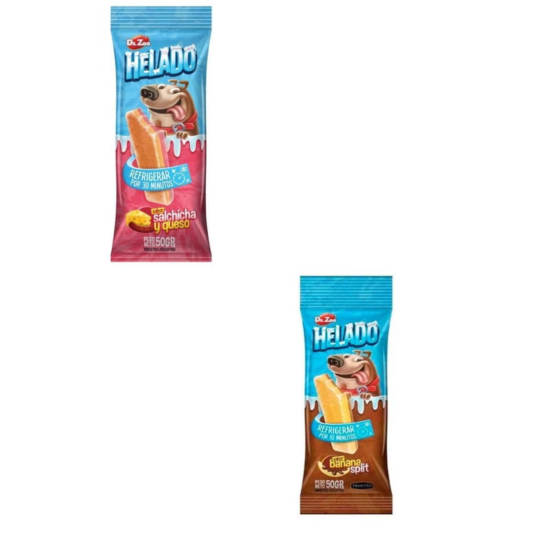 Dr.Zoo Helado para Perros 12 x 50 Gr | Varios sabores Crema, Banana Split o Salchicha y Queso | Sabrosos (12x50Gr, 6X Crema 6X Salchicha Y Queso) — view 4