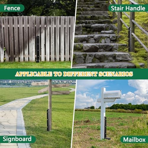 Fence Post Repair Kit with Anchor, Spikes & Brackets – Durable Stakes for Wood and Metal Fences, 6-Pack, Black — view 5