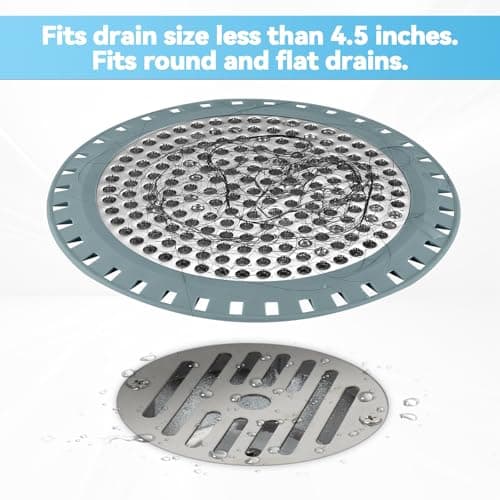 Shower Drain Hair Catcher,Aluvor Shower Drain Cover Bathtub Drain Strainers Weighted Metal Hair Trap Stopper Sink Protector Filter Bathroom Flat Strainer Stopper (Greyishblue) — view 3