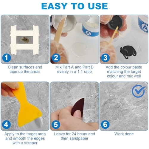 Bathtub Repair Kit, Porcelain Repair Kit for Chips, Dents, Cracks, Scratches, Fiberglass Tile Acrylic Tub Repair Kit for Ceramic Marble Quartz Resin Countertop Sink Toilet — view 4