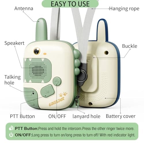 Dino Walkie Talkies for Kids,Dinosaur Toys for Kids 3-5-7,Toddler Kids Toys 2 Pack Birthday Gifts for 3 4 5 6 7 8 9 Year Old Boy Girls Toy for 3-12 Boys Outdoor Game,Easter Christmas Stocking Stuffers — view 2
