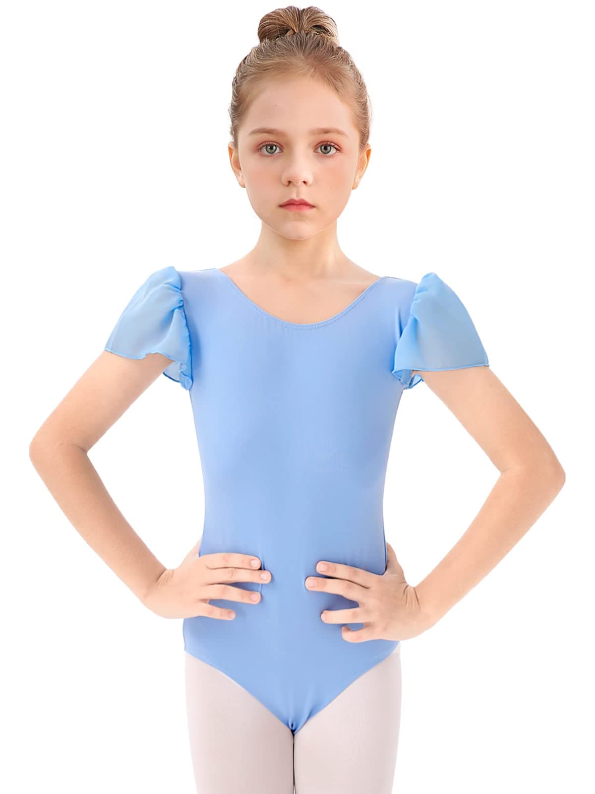 Bezioner Maillot Ballet Niña Maillot de Danza Leotardo Gimnasia Manga de Soplo para 3-12 Años — view 9