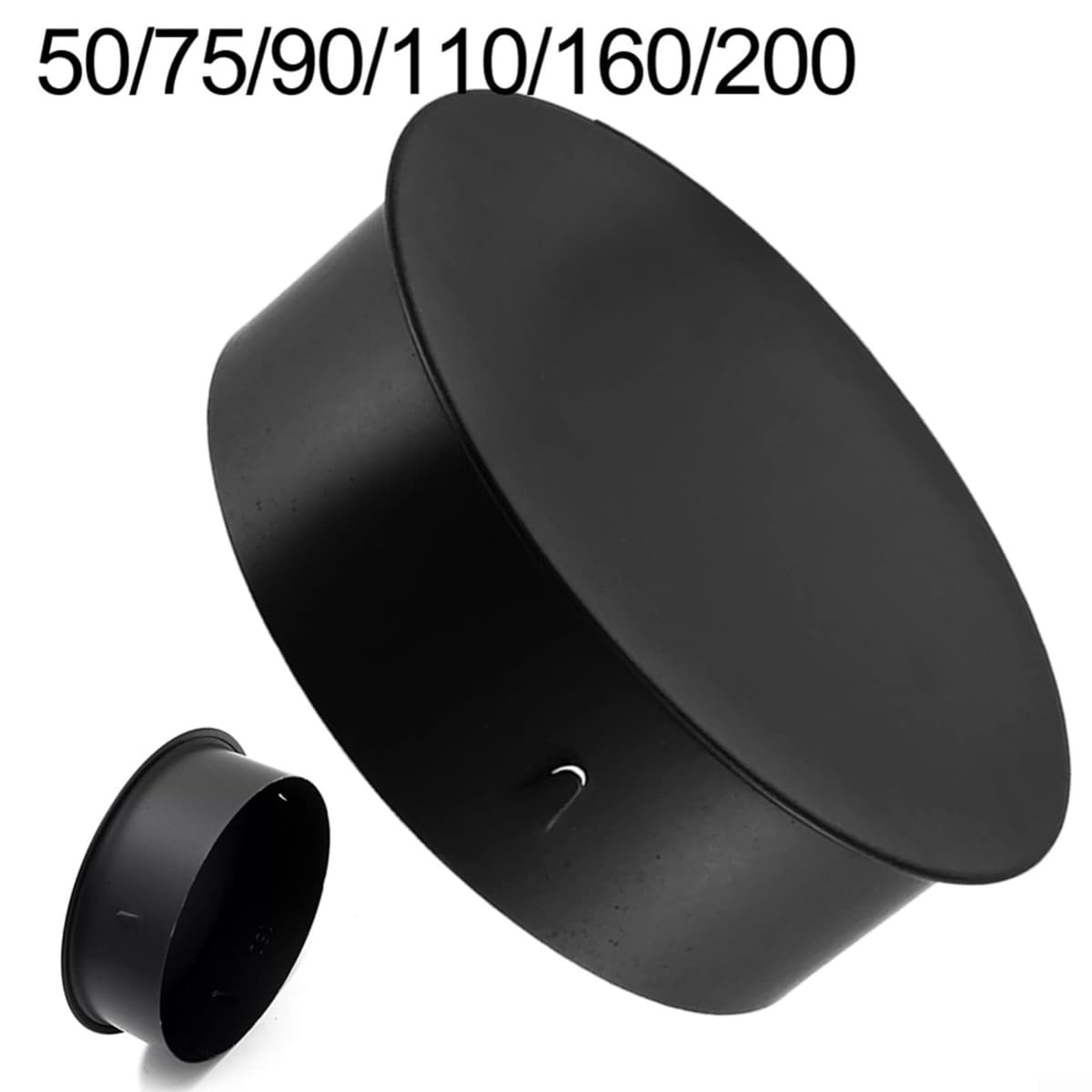 Tapa de chimenea de acero inoxidable negro con diseño de tapa plana, cubierta de orificio de chimenea de alineación suave, accesorios de chimenea (160 mm) — view 5