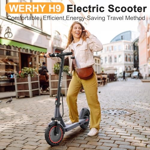 WERHY Electric Scooter, 500W Motor, Max 25 Miles Long Range, 22 MPH Max Speed, 10" Solid Tire, Lightweight Foldable E-Scooter with Dual Braking, Digital Display, Cruise Control