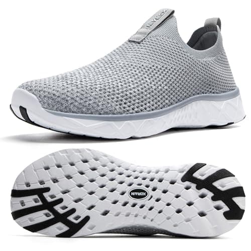 KOLILI Women's Water Shoes Lightweight Quick Drying Aqua Walking Shoes Barefoot for Beach Water Sports Travel Light Gray Size 9