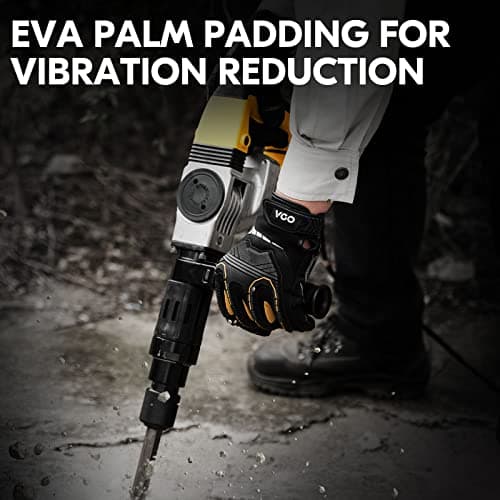 Vgo 1 Pair Heavy Duty Mechanic Gloves, Work Gloves, Impact Reducing, Touchscreen (Size L, Black, SL8849) — view 4