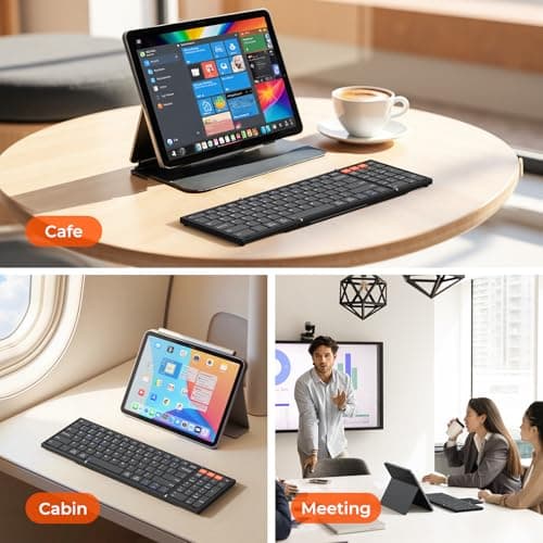 MEETION New Foldable Bluetooth Keyboard with Touchpad, Portable Wireless Keyboard with Numeric Keypad, Full-Size Rechargeable Business Travel for iPad Phone Laptop PC iOS, 2026 New Upgrade — view 5