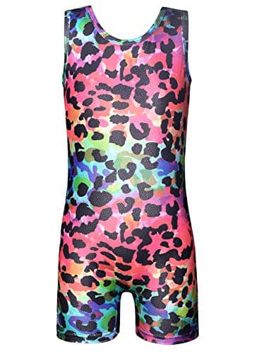 HOZIY Girls Gymnastics Leotards for Kids Tumbling Outfits Biketard Sparkle Adorable Pattern, Colorful Camouflage, 7-8 Years — view 2