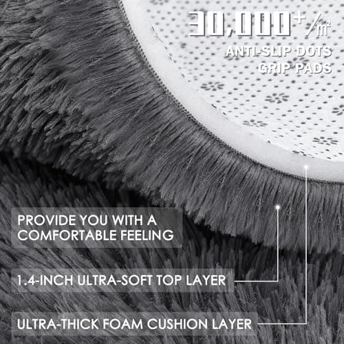 OLANLY Fluffy Area Rug for Living Room Bedroom, 4x5.9 Feet Soft Shaggy Non-Slip Carpet, Indoor Modern Plush Area Rugs for Kids Girls and Boys, Dorms, Nursery Rooms, Home Decor, Grey — view 7
