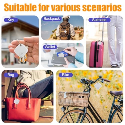 Tracker Tags-4 Pack, Bluetooth Tracker Work with Find My (iOS Only), Smart Trakcer Tag Key Finder and Item Locator with Lanyard, Tracker Tag for Keys, Luggage Replaceable Battery — view 4