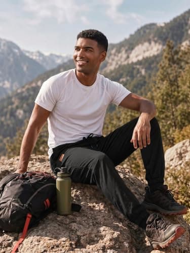 JMIERR Mens Joggers with Pockets Casual Joggers Pants Cotton Drawstring Chino Pants Hiking Jogger Travel Pants Outdoor Twill Track Jogging Sweatpants Mens Tapered Pants, CA 36(L), 0 Black — view 5