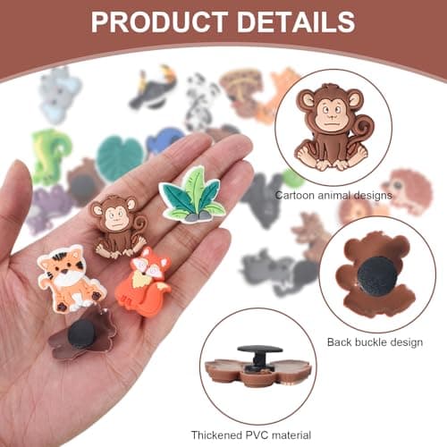 Volumoon 25 PCS Animal Theme Shoe Charms Set, Cute Cartoon Decorative Shoe Charms, Assorted Colors & Styles Shoes Accessories for Girls Boys Teens Adults Birthday Party Festival Gift — view 3
