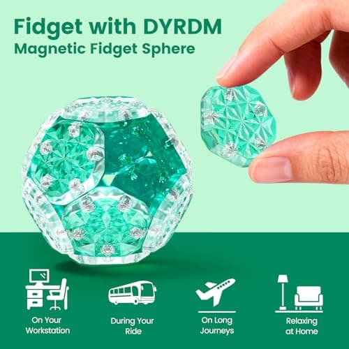 DYRDM Magnetic Fidget Sphere, Premium Magnetic Fidget Toy and Desk Toy for Stress Relief and Focus, Creative Geometric Desk Accessory for Adults and Office Relaxation Green — view 3