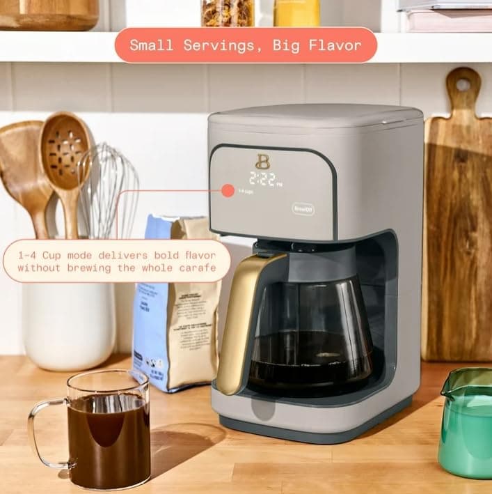 Beauti Coffee Maker 12 cup Programmable, Brewing Versatility, Advanced Programming, 1200 W, Keep Warm mode (Porcini Taupe) — view 3