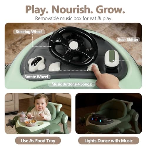Kinder King 8-in-1 Baby Walker with Music & Lights, 3 Level Adjustable Height, Foldable Toddler Walker with Speed Adjustable Wheels, Easy to Clean, Baby Walkers for Boys & Girls 6-18 Months — view 2