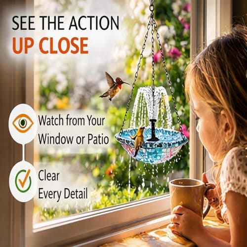 Solar Powered Hanging Bird Bath Fountain, 3-Tier Cascade Solar Water Fountain with Integrated Solar Panel, Upgraded Water Pump for Garden, Patio, Outdoor Bird Decor (Blue, Set A) — view 5