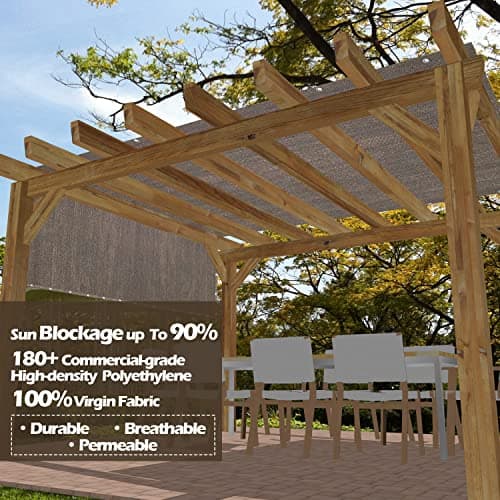 Alion Home Outdoor Pergola Sun Shade Cover Cloth Patio Canopy HDPE Permeable with Grommets (10' x 10', Brown) — view 2