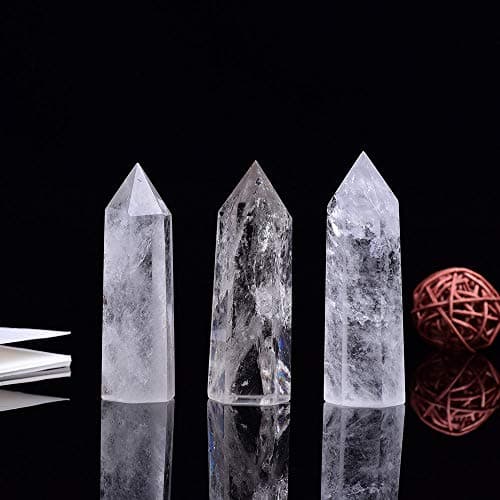 Runyangshi Clear Quartz Natural Healing Crystal Wands 6 Faceted Single Point Crystals Prism Wand for Meditation Reiki Chakra Therapy Home Decor Gift 2"-2.4" — view 2