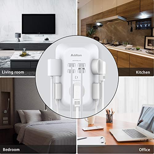 Addtam 5-Outlet Extender Surge Protector, Multi Plug Wall Outlet with 4 USB Wall Charger(1 USB C Ports), Outlet Splitter for Home Office Dorm Room Essentials, Plug Extension Outlet 1800J, 2 Pack — view 6