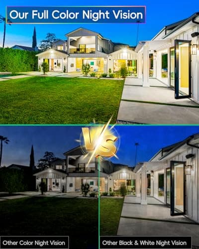 SYMYNELEC Window Cameras for Home Security: Indoor Camera for Outdoor Monitoring with 2K Full Color Upgraded Night Vision Motion Human Vehicle Detection Easy Installation with Tilt Mount
