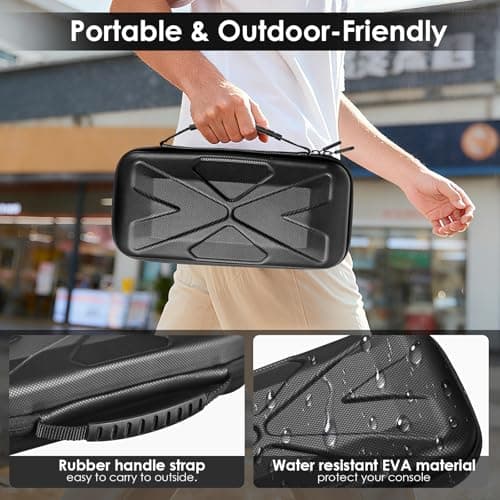 SPOVEN for Nintendo Switch 2 Case Black (2025), Portable Large Capacity Carrying Protective Hard Shell Travel Case, 4 in 1 Accessories Bundle with 2 Screen Protectors, 2 Thumb Grip Caps & Installation Tray — view 4