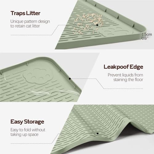 Silicone Cat Litter Mat for Litter Box 145x101cm Large Cat Mat, Green — view 2
