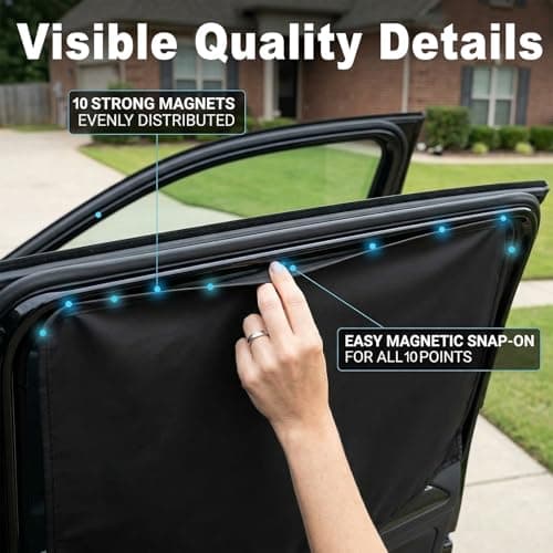 AMZAUTO Car Window Shades, 4PCS Magnetic Blackout Sun Shade Blinds for Side Windows, Privacy Car Curtains for Napping, Breastfeeding, Windshield Cover, Essential Vehicle Accessories for Camping — view 3
