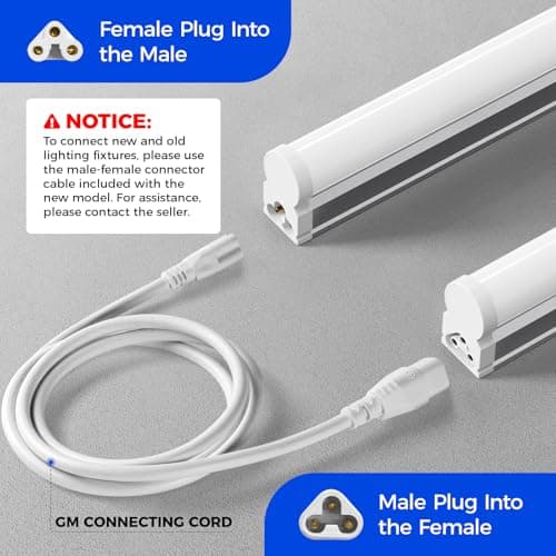 (6 Pack) Barrina T5 LED Shop Light Plug and Play, 4FT, 2200lm, 4000K (Daylight Glow), 20W, Utility Shop Light, Ceiling and Under Cabinet Light — view 3