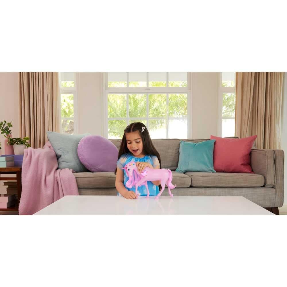 Barbie Unicornio Galopa y brilla Juguete con 20 combinaciones interactivas de luces, sonidos y música, presiona botones y acaricia la cabeza del animal para jugar, JCP78 — view 2