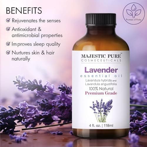 Majestic Pure Lavender Essential Oil - Huge 118 ml - 100% Pure and Natural Oil for Soap Making Scent- Premium Grade with Glass Dropper — view 3