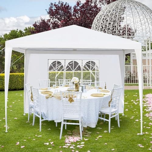 Teabelle 10x10 FT Party Canopy Tent with 4 Removable Sidewalls, Heavy Duty White Wedding Gazebo, Waterproof Outdoor Event Shelter with Portable Steel Poles, Sun Shade for Patio Lawn Garden Yard — view 3